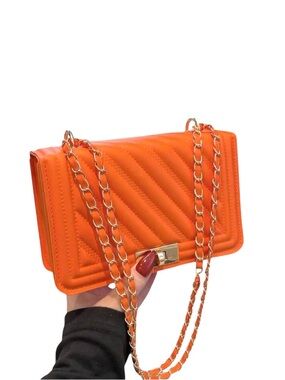 🔥🔥🆕Small Orange Quilted Chain Shoulder Crossbody Bag